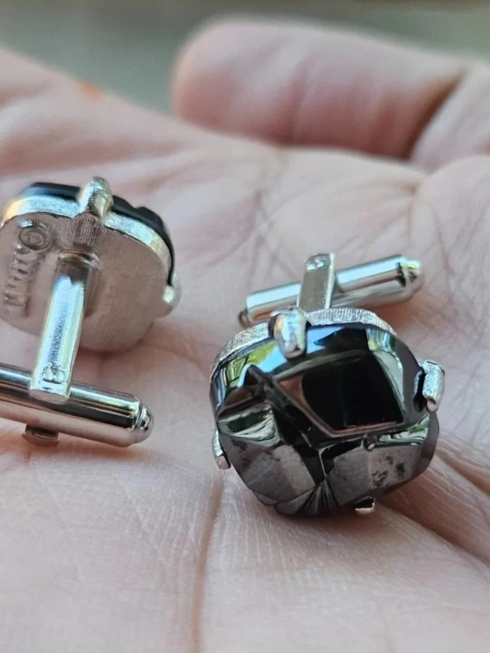 Vintage Sarah Coventry Men Cufflink Black Faux Stone Cuff Links Stud Men Jewelry